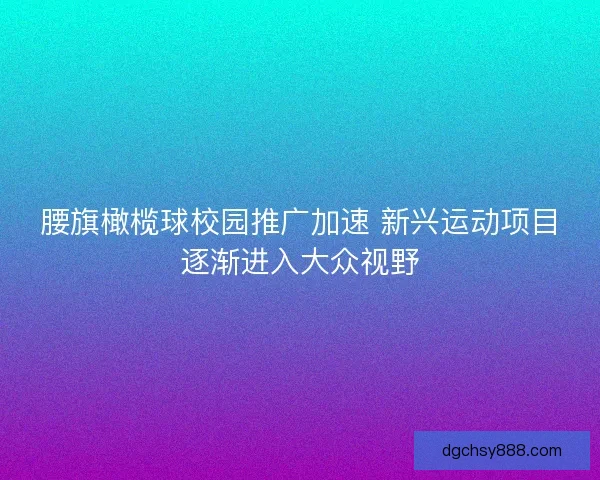 腰旗橄榄球校园推广加速 新兴运动项目逐渐进入大众视野