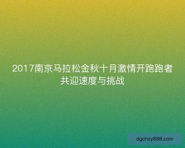 2017南京马拉松金秋十月激情开跑跑者共迎速度与挑战