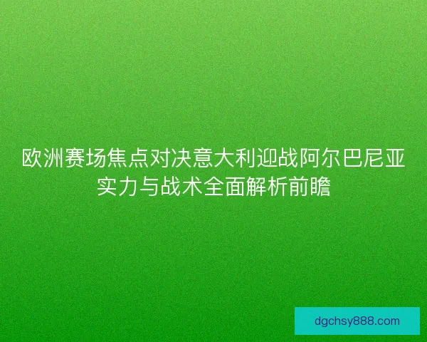 欧洲赛场焦点对决意大利迎战阿尔巴尼亚实力与战术全面解析前瞻
